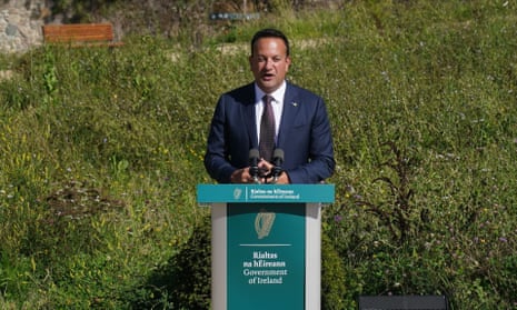 Leo Varadkar speaking to the media following a cabinet meeting at Avondale House, County Wicklow, today.