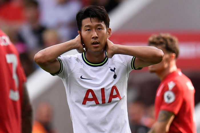 Son goes close for Tottenham.