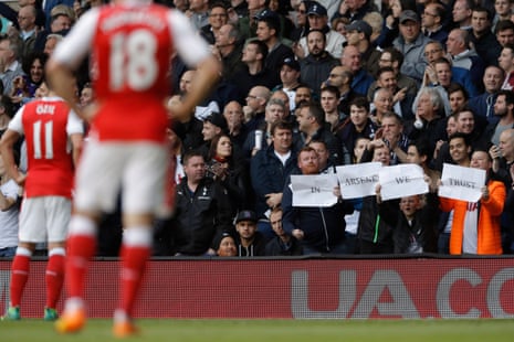 Support for Arsenal boss Arsene Wenger, unfortunately for him it’s from the Spurs fans.