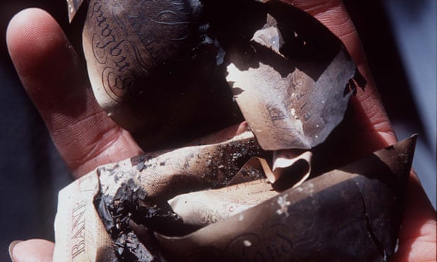 Money to burn ... fragments of the alleged £1m bonfire lit by KLF.