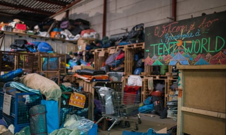 A warehouse run by charity L’Auberge des Migrants in Calais.