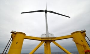 An offshore wind turbine off the coast of Naraha in Fukushima, Japan.