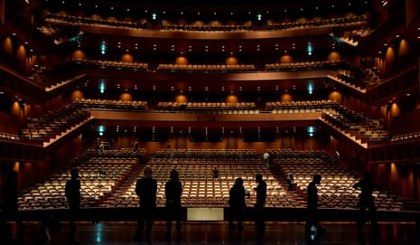 The theatre during preparations between a matinee and evening performance.