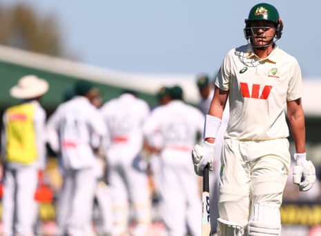 Matt Renshaw walks off the field after being dismissed by Taskin Ahmed