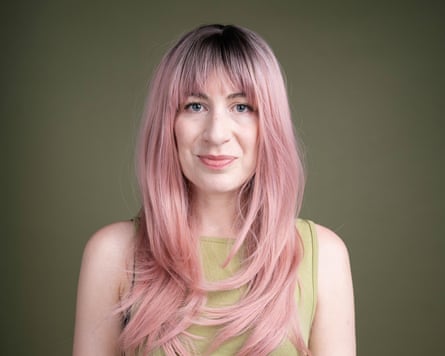 Leah in a long pink wig