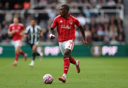 Callum Hudson-Odoi in action for Nottingham Forest