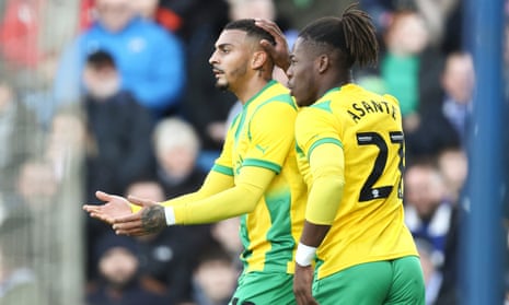 Karlan Grant of West Bromwich Albion celebrates after scoring a goal to make it 1-2.