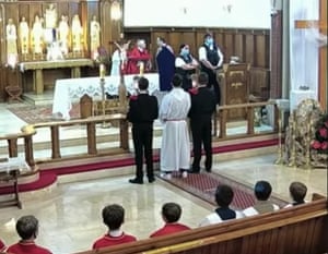 Footage, uploaded on YouTube, showed Metropolitan police officers addressing worshippers at the Christ the King Polish Catholic Cchurch in Balham, south London, late on Friday afternoon.
