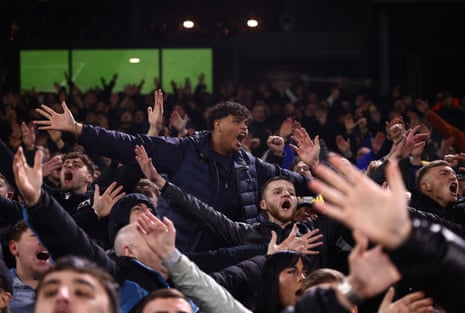 Leeds United fans in the stands before the start of the match.