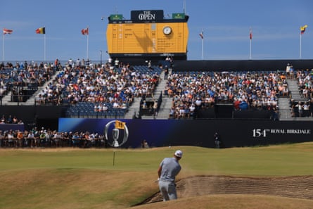 Sam Burns holes retired from a bunker to adjacent Lucas Herbert’s 62