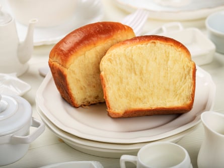 A slice of milk bread on a plate