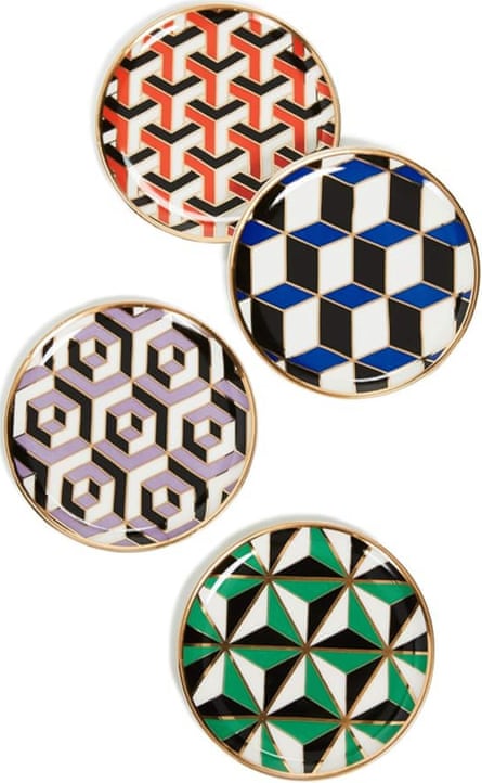 four circles with geometric patterns