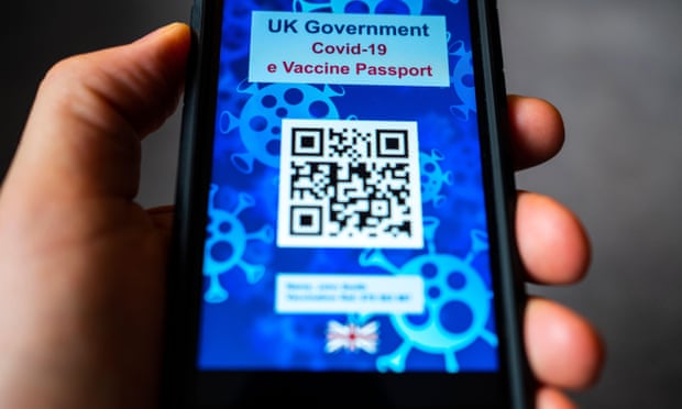 Conceptual design of possible UK Government electronic Covid-19 vaccination passport using QR code on a smart phone.