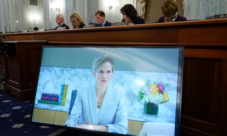 Antigone Davis, Facebook's global head of safety, testifies virtually before a Senate hearing on children's online safety and mental health on 30 September.