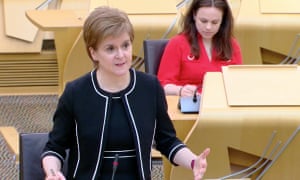 Nicola Sturgeon in the Scottish parliament this afternoon