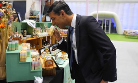 Rishi Sunak tours the exhibitor’s hall at the Tory conference in Manchester on Tuesday.