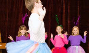 Ballerinas Dancing in School Pageant