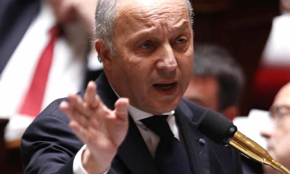 French foreign minister Laurent Fabius talks at the national assembly in Paris on Wednesday. 