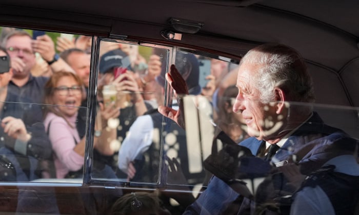 King Charles leaves Buckingham Palace on Sunday afternoon.