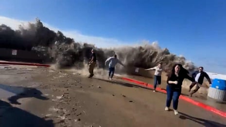Eight people taken to hospital as waves up to 30ft high pound California coast | California | The Guardian