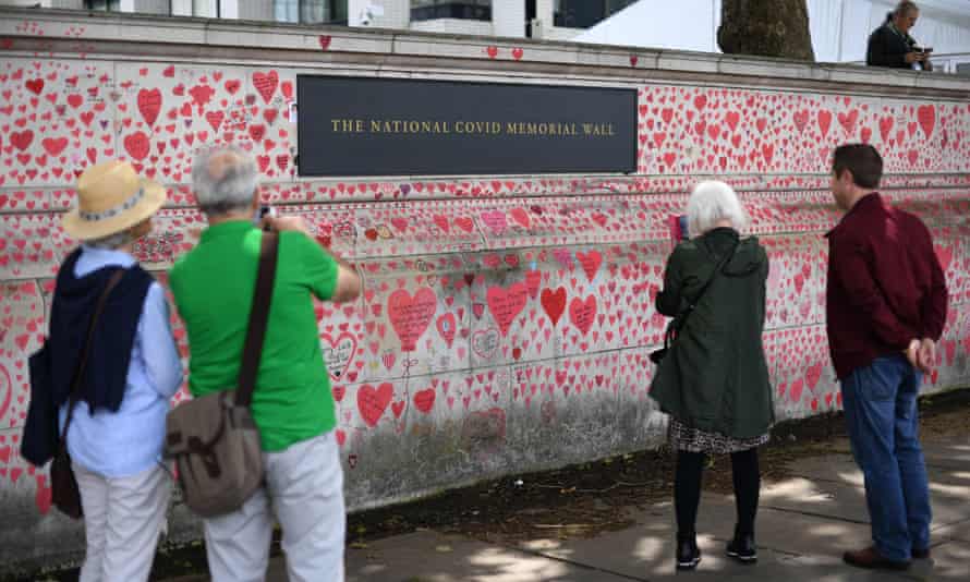 The Covid memorial wall at the embankment, London, May 2021.