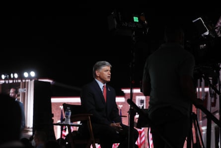 Sean Hannity broadcasts from the Republican national convention in Baltimore, Maryland, on 26 August.