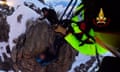 Footage released by Italy's fire and rescue service shows moment two climbers are rescued from mountaintop in the Italian Alps