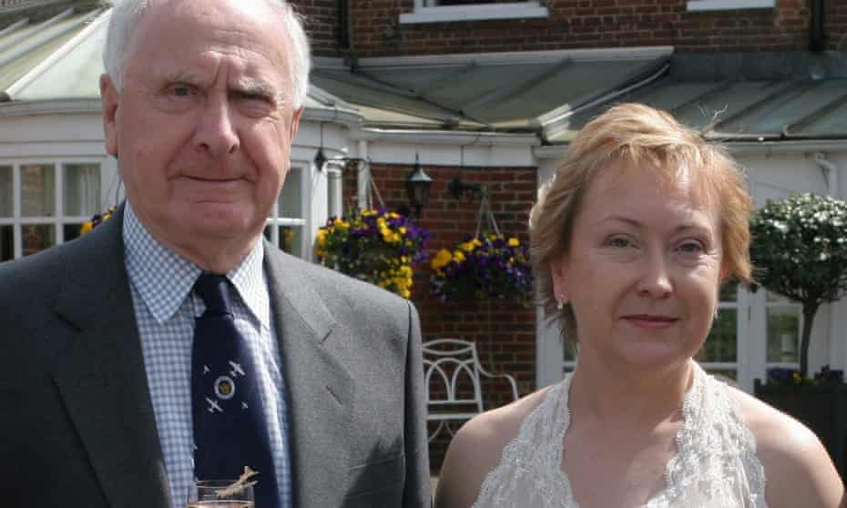 Michael Gibson, who died in an Oxfordshire care home in early April, and his daughter Dr Cathy Gardner at her wedding
