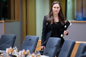 The new Finnish prime minister, Sanna Marin, at the EU leaders’ summit in Brussels.