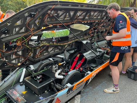 Inside the engine of one of the cars racing in the World Solar Challenge