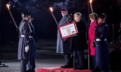 Angela Merkel with German army officers