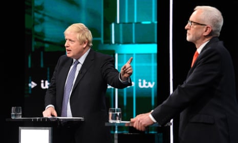 Boris Johnson and Jeremy Corbyn during the ITV debate on 19 November.