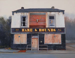Stag, Hare and Hounds from The Abandoned Dollhouses series of paintings by Andrew 'Mackie' McIntosh