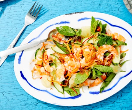 A salad of prawn and pomelo – typical beachside summer fare in Vietnam.