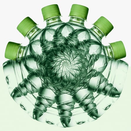 A plastic bottled rotated in a circle