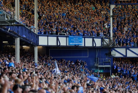 Everton fans in an emotional farewell to Goodison Park before the last ever Premier League match at the stadium