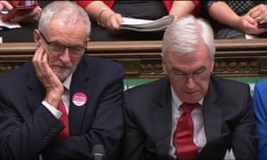 Labour leader Jeremy Corbyn and Shadow Chancellor of the Exchequer John McDonnell listening to Philip Hammond delivers his Spring Statement.