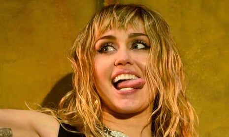 Tongue in cheek ... Miley Cyrus performing at Radio 1’s Big Weekend in May.