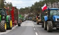 Tractors block traffic during a farmer's protest