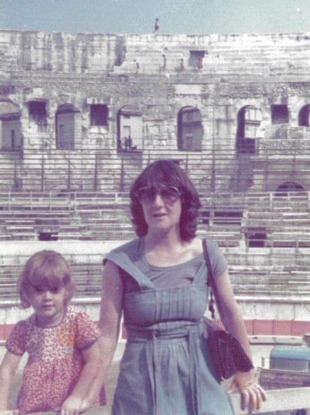 Emma Beddington and her mum, pictured at the Arènes de Nîmes, France circa 1977