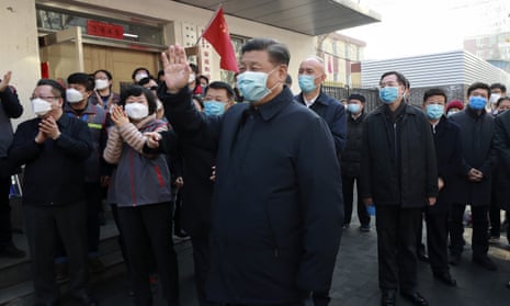President Xi Jinping waves as he inspects the coronavirus prevention and control work in Beijing.