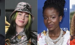 This combination of photos shows actor Timothée Chalamet, from left, singer Billie Eilish, poet Amanda Gorman, and tennis star Naomi Osaka who will co-chair the Met Gala on September 13. (AP Photo)