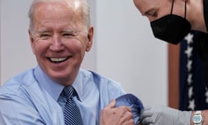 Joe Biden gets his second corona virus booster shot at the White House.