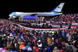 US President Donald Trump speaks during a campaign rally at Duluth International Airport in Duluth, Minnesota on September 30, 2020.