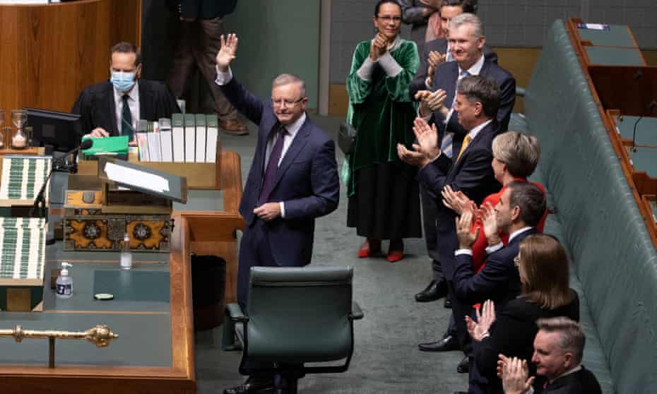 Labor leader Anthony Albanese delivers his budget reply speech