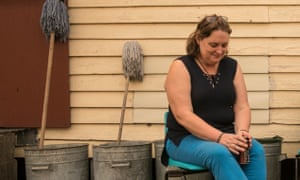 Barb Cameron takes a break from feeding firefighters and evacuees in Marlee, NSW.