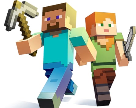 A pair of Minecraft characters