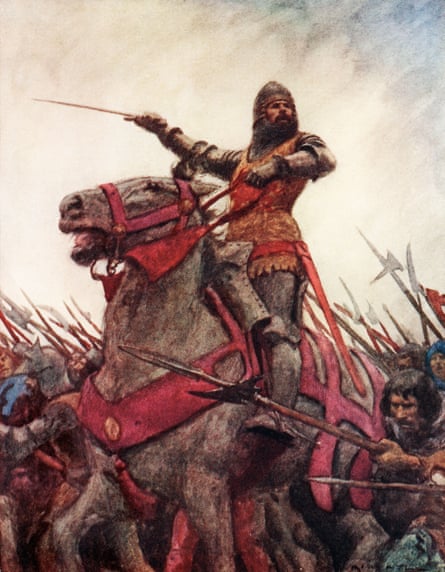 Painting by AC Michael of Owain Glyndŵr in battle.
