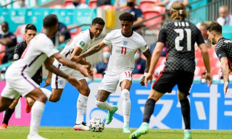 Marcus Rashford in action during England's win over Croatia