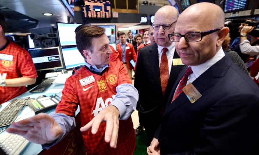 Joel and Avram Glazer at the initial public offering of Manchester United shares on the floor of the New York Stock Exchange in August 2012.